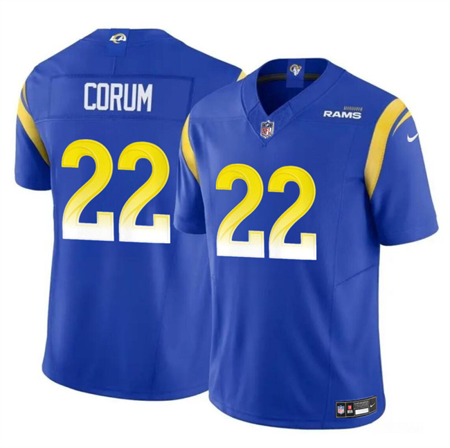 Youth Los Angeles Rams #22 Blake Corum Blue 2024 Draft F.U.S.E Vapor Untouchable Football Stitched Jersey